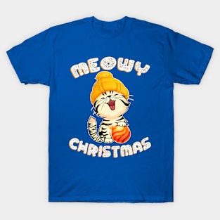 Cute Xmas Kitten Meowy Christmas T-Shirt